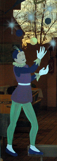 vitrine peinte jongleur